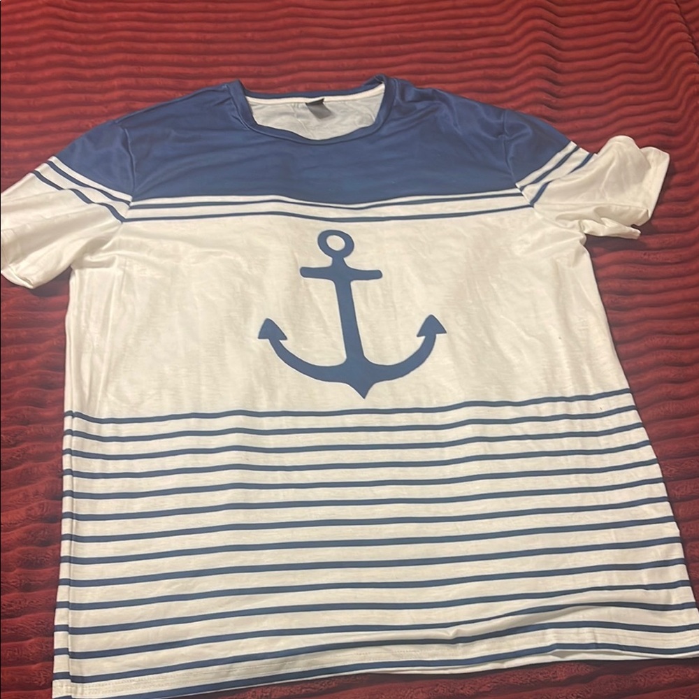 NEW Blue and White Anchor Men's Shirt
